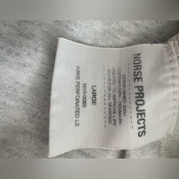 Norse Projects - Aske Perforated Longsleeve T-Shirt - Large - Picture 7 of 9